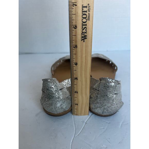 Vince Camuto Reta Woven Silver Leather Croc Embossed D'Orsay Flat Shoes Sz 9M - Picture 7 of 10